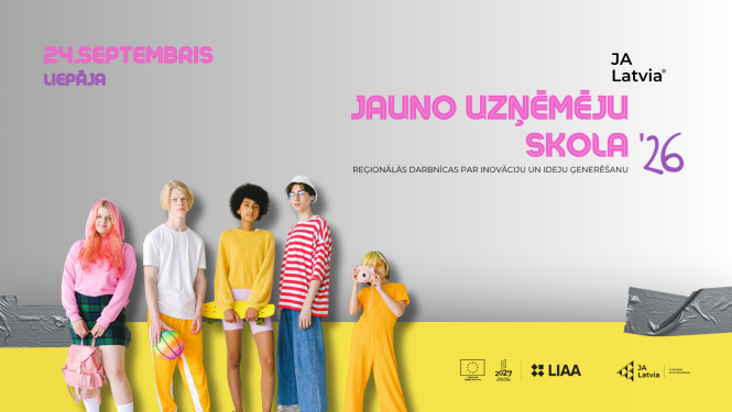 "Jauno uzņēmēju skola 2026" vizuālis 