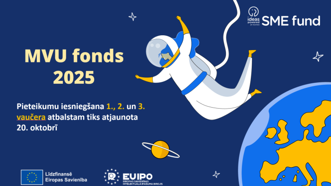 Vizuālis ar virsrakstu, ilustratīvs kosmonauts un zemeslode