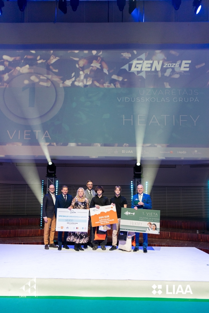 "Jauno uzņēmēju dienas GEN-E 2026" uzvarētāji SMU "Heatify"