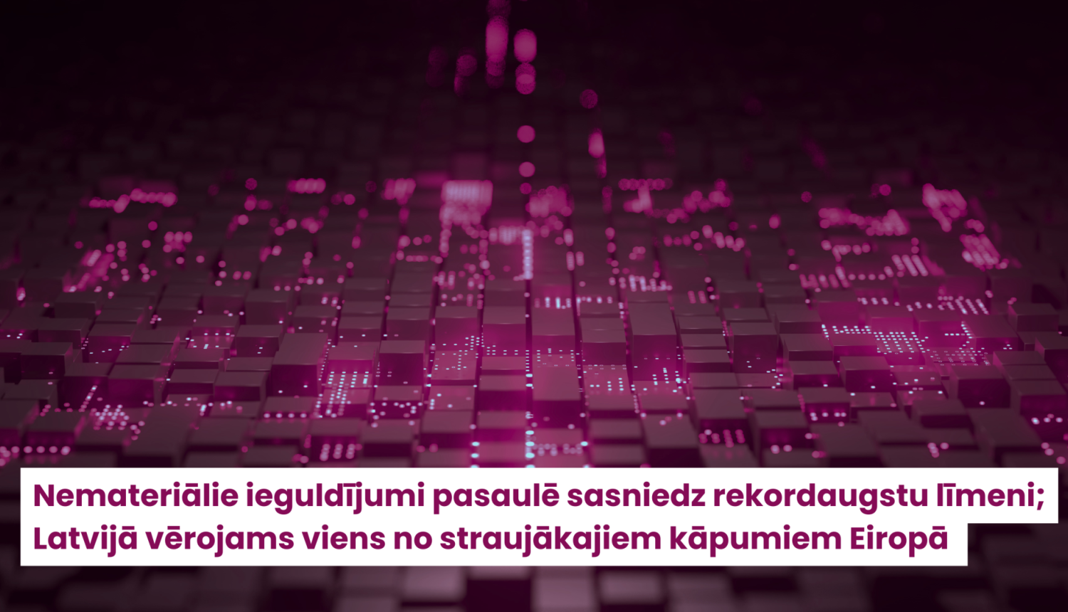 Ilustratīvs digitāls datu tīkls violetos toņos