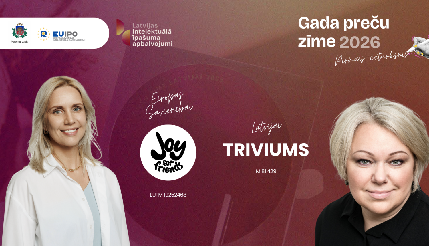 Gada preču zīmes 2026 pirmā ceturkšņa nominanti, bildē redzama E.Štrausa un A.Romaņenko