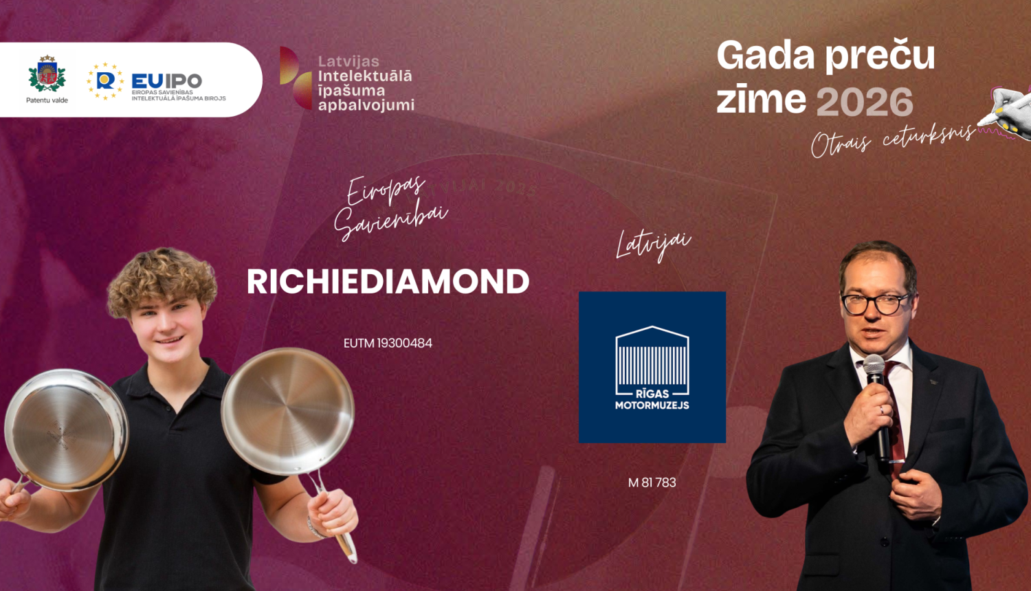 Gada preču zīmes 2026 otrā ceturkšņa nominanti, bildē redzams R.Dimants un A.Šmits