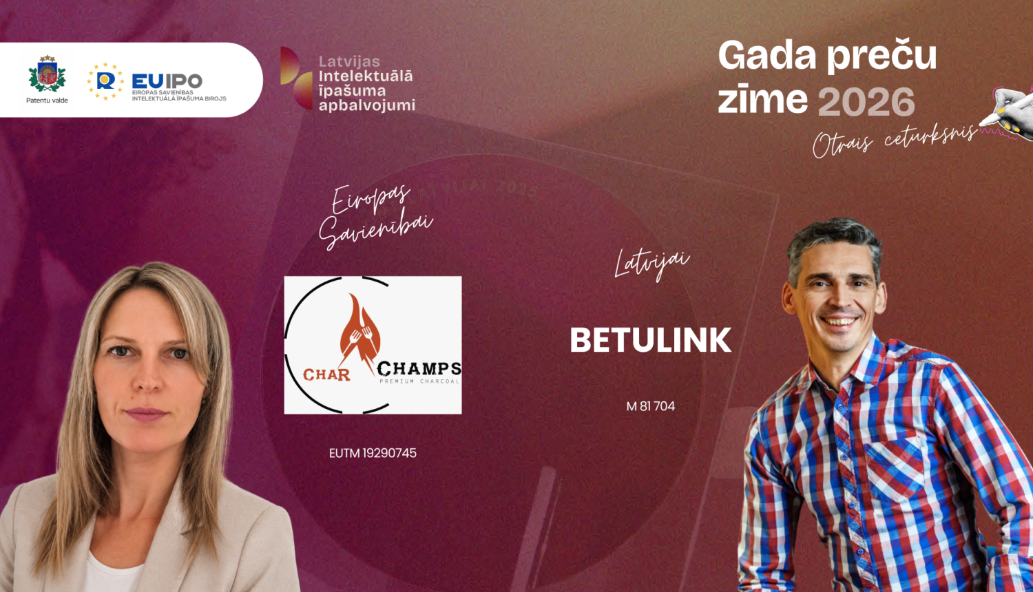 Gada preču zīmes 2026 otrā ceturkšņa nominanti, bildē redzama I.Kušnere un T.Silenieks