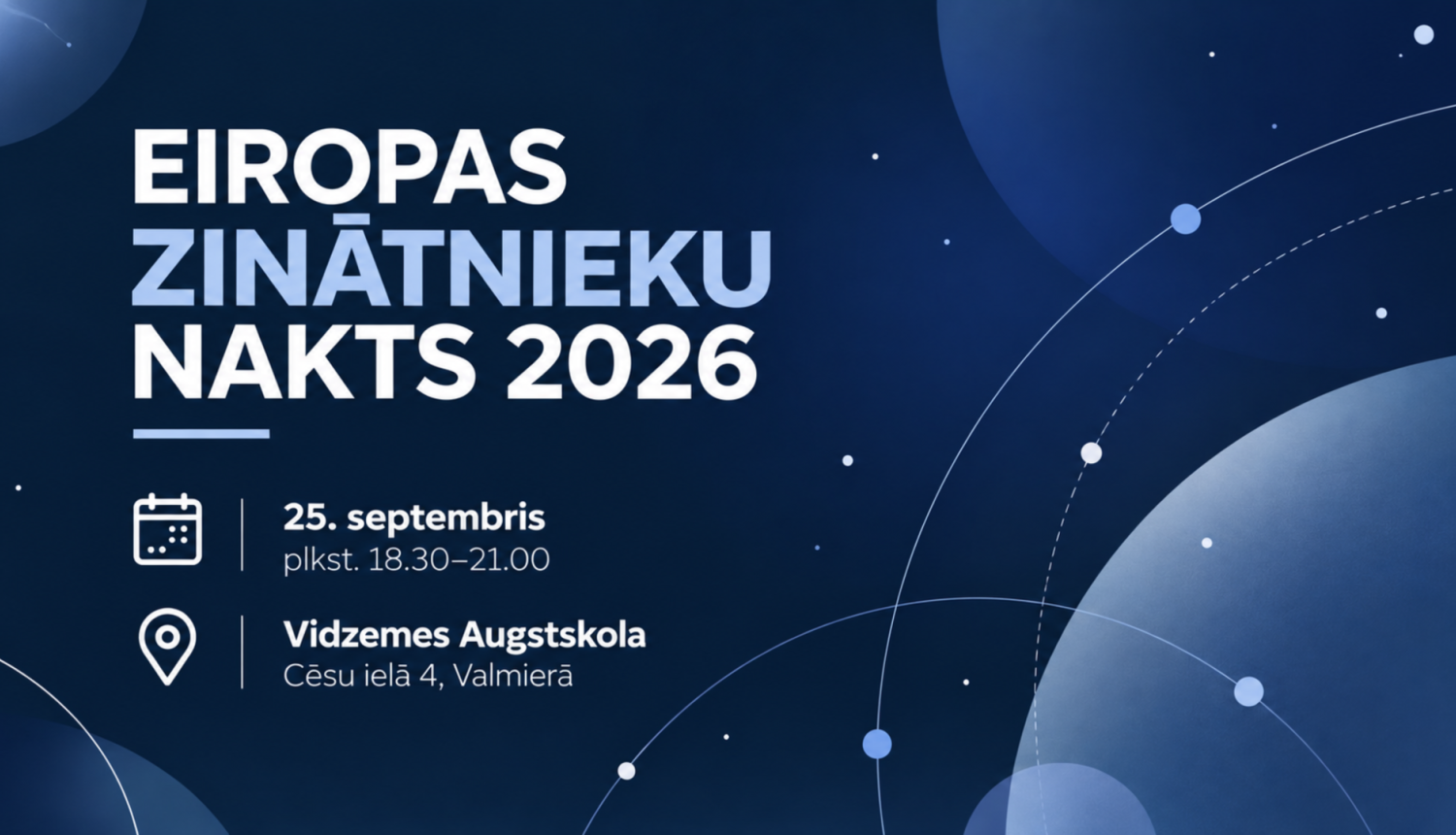 Abstrakts Eiropas Zinātnieku nakts 2026 vizuālis