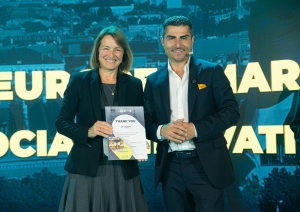 EUIPO pārstāve H. Faulkner un JA Europa izpilddirektors S.Nigro