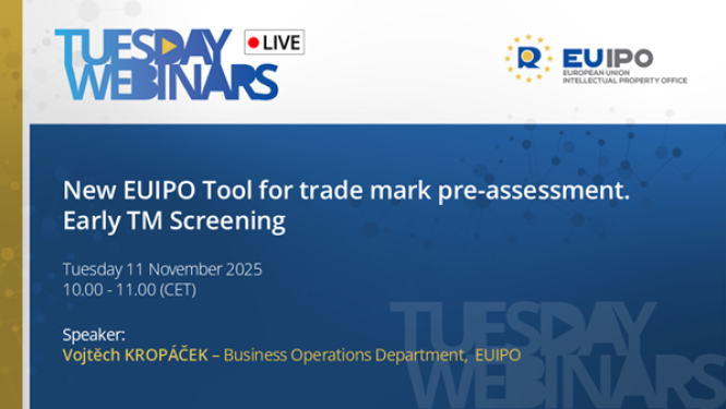 Informatīvs attēls par EUIPO semināru 11.11.25.
