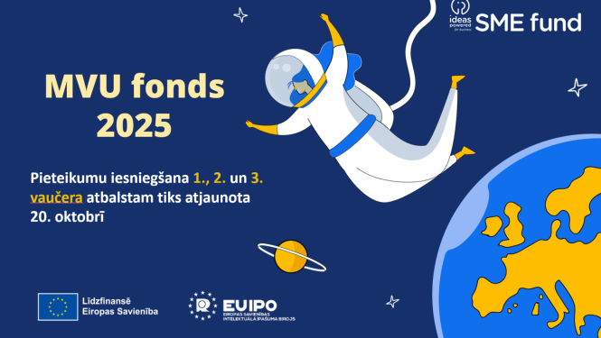 Vizuālis ar virsrakstu, ilustratīvs kosmonauts un zemeslode