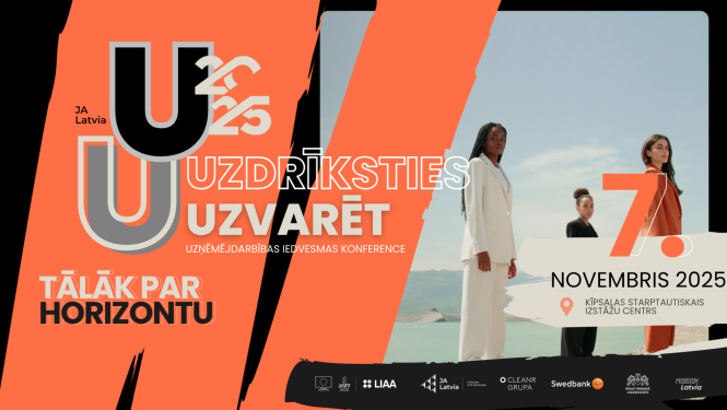 Uzdrīksties uzvarēt vizuālais noformējums