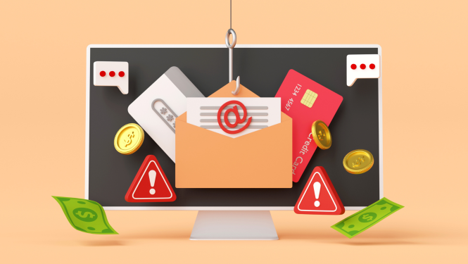 Ziņas vizuāls attēls, ar brīdinājumu par krāpnieciskiem e-pastiem un rēķiniem