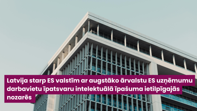 Biroja ēka ar ziņas virsrakstu