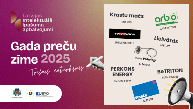 Ilustratīvs attēls ar preču zīmēm 2025. gada konkursa 3.ceturkšņa nominanti 