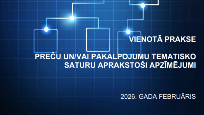 Ilustratīvs attēls ar zilu shēmisku ilustrāciju un tekstu