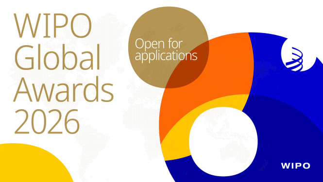 WIPO Global Awards 2026 vizuālais baneris ar abstraktām krāsainām formām un WIPO logotipu