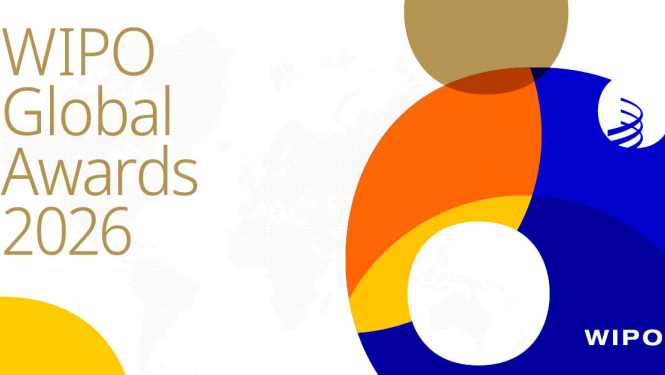 WIPO Global Awards 2026 vizuālais baneris ar abstraktām krāsainām formām un WIPO logotipu.