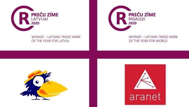 winners of the competition “Trademark of the Year 2020”. The winner in the nomination “Trademark for Latvia” was the logo depicting a little crow for the curd snack “Kārums” of  JSC “Rīgas piena kombināts”, and in the nomination “Trademark for the World”  won the trademark “Aranet” of JSC “SAF Tehnika”.