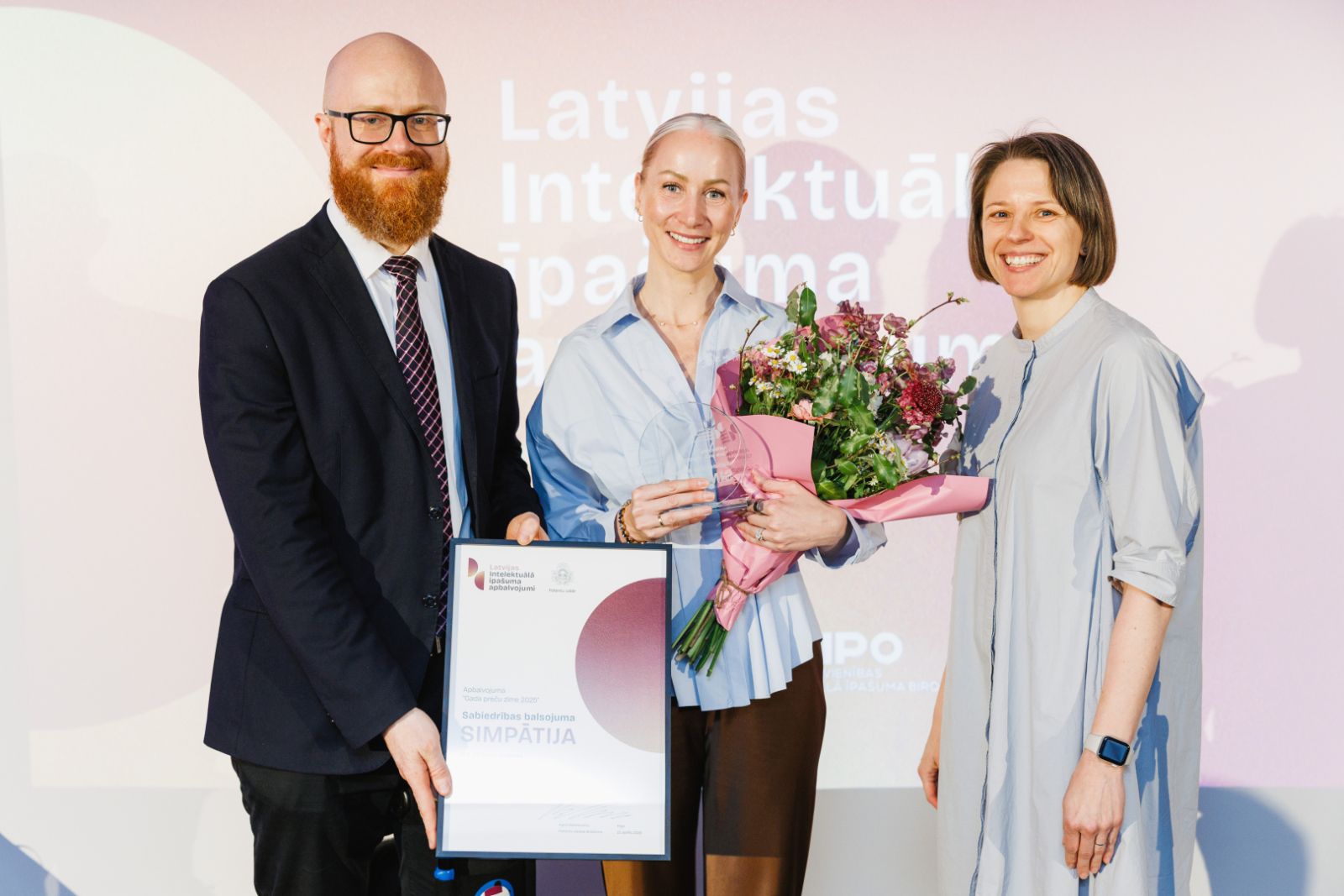 Patentu valdes direktors A.Batalauskis, uzņēmuma "Skrīveru saldumi" valdes locekle Sintija Bredika, LSM.lv interneta daļas vadītāja Marta Cerava