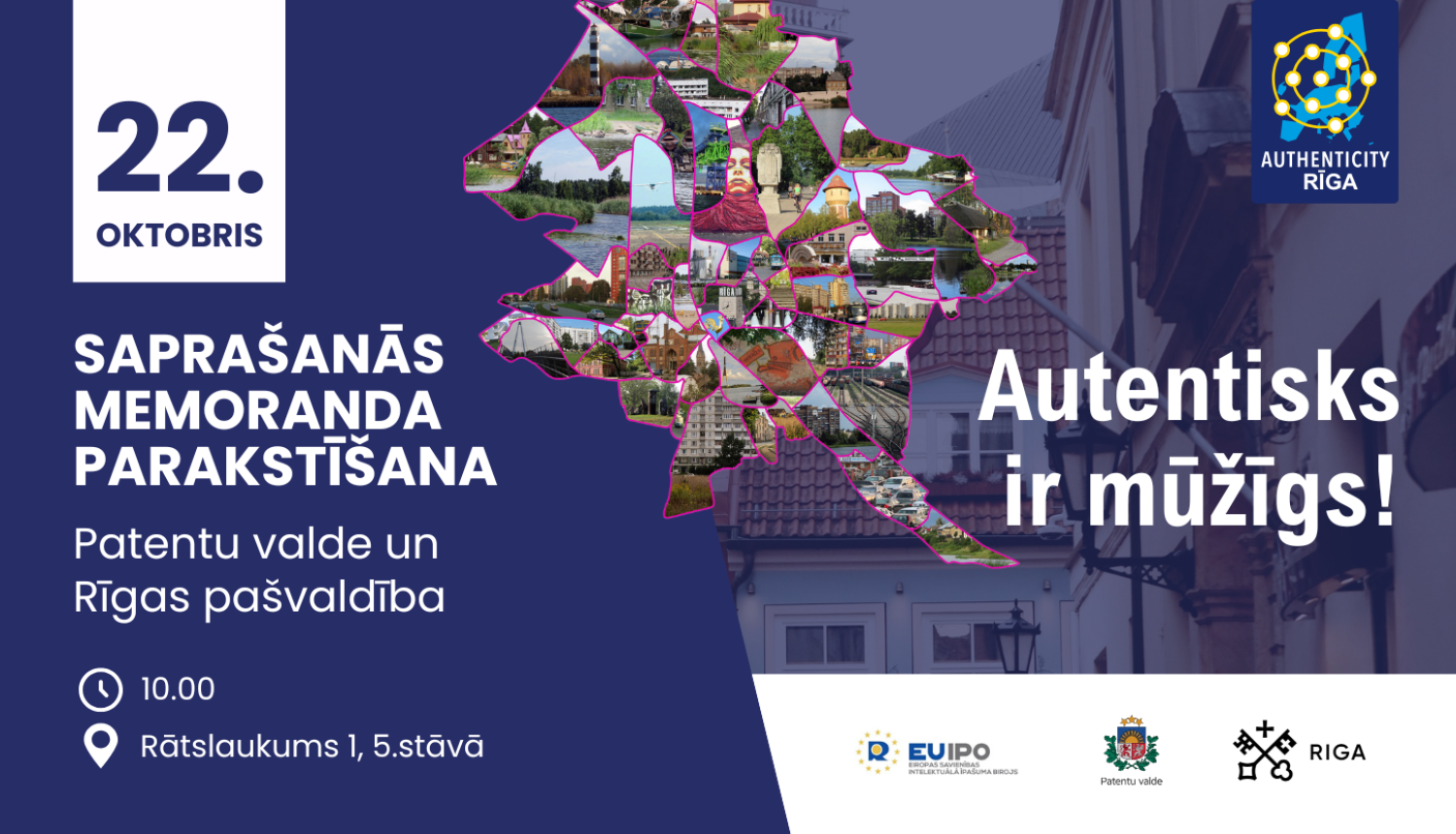 vizuālis ziņai, memoranda parasktīšana ar Rīgas domi authenticities projektā