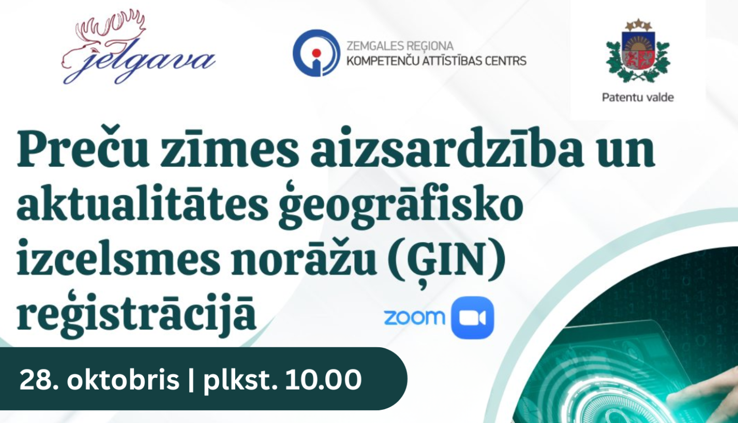 Vizuālis ar virsrakstu un logo