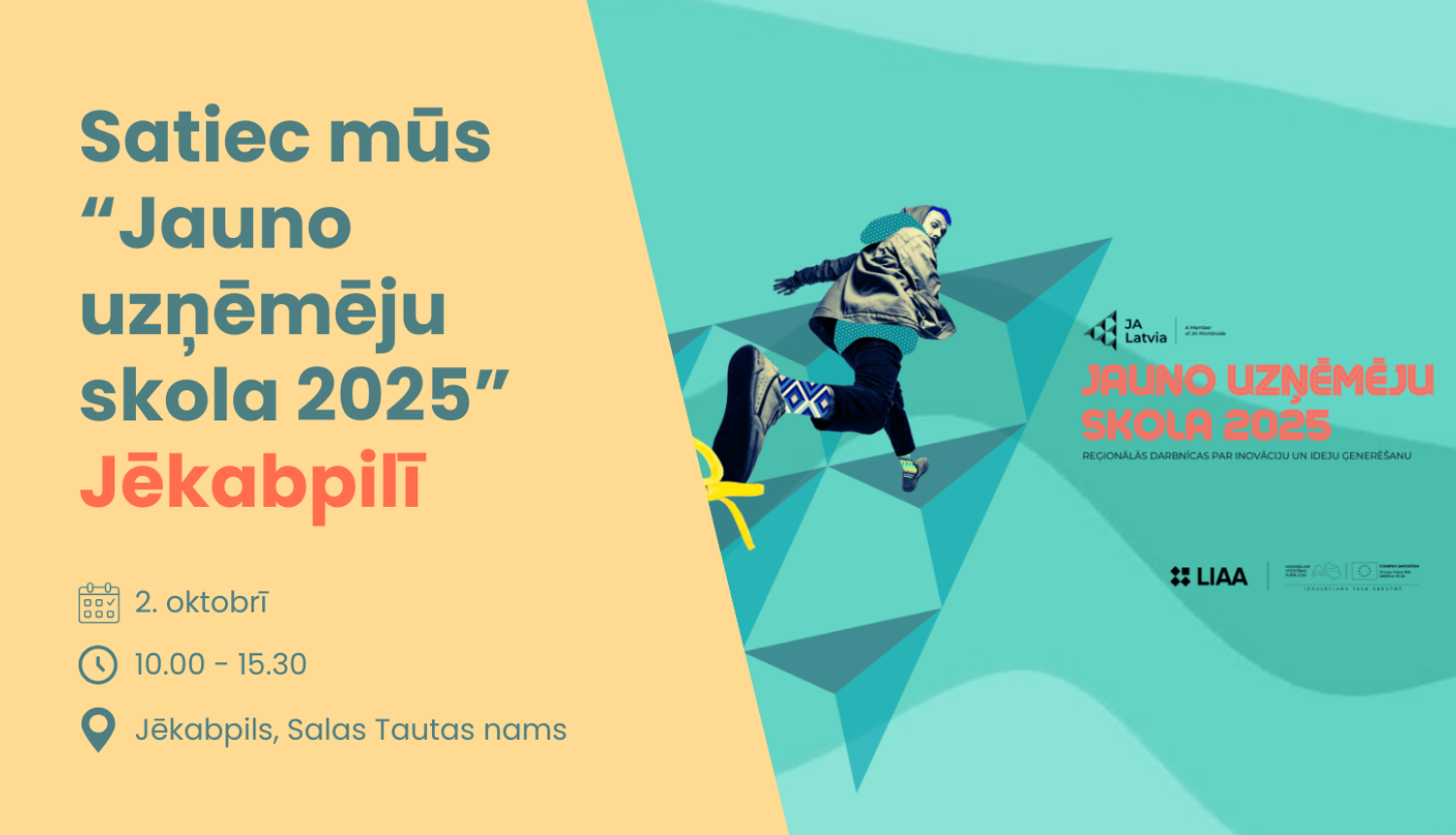 Baneris ar informāciju par JAL darbnīcu Jēkabpilī