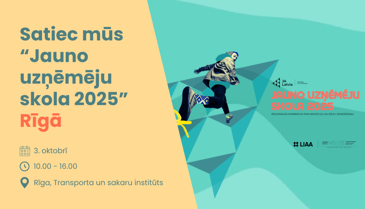 Baneris ar informāciju par JAL darbnīcu Rīgā