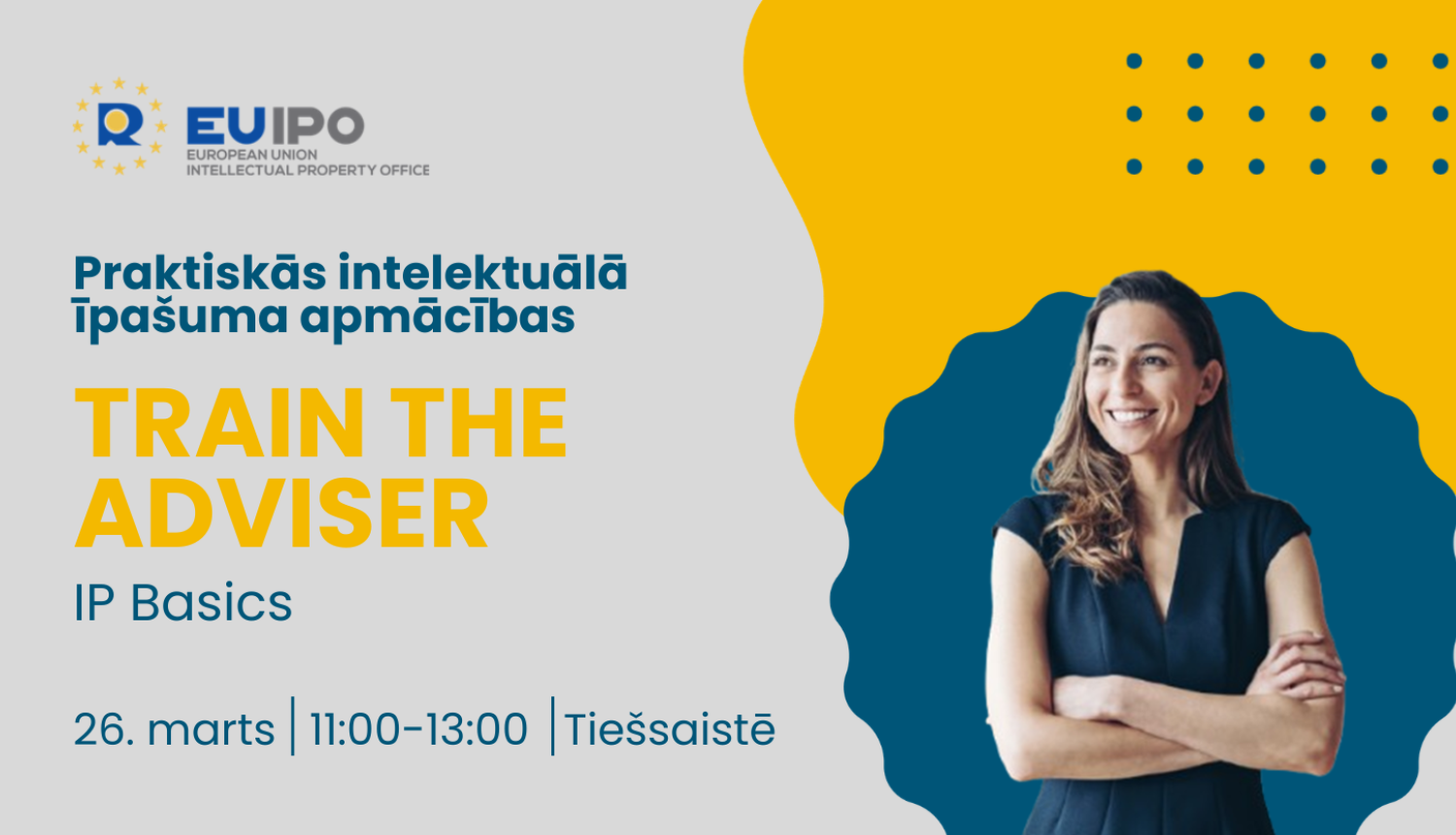 Ilustratīvs lekcijas vizuālis ar sievieti