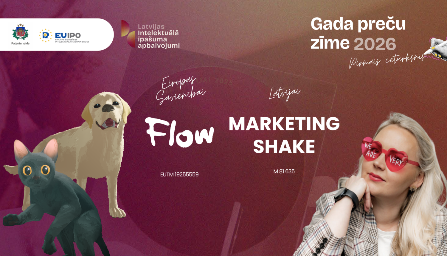 Gada preču zīmes 2026 pirmā ceturkšņa nominanti, bildē redzami "Flow" tēli suns un kaķis, kā arī Z.Šķēle