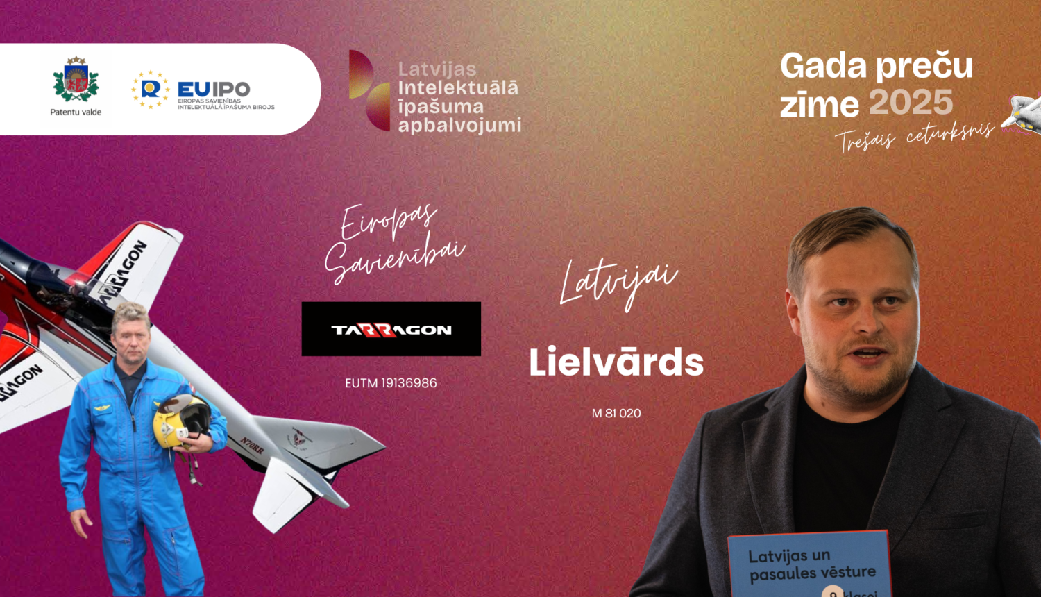 Uzņēmuma Pelegrin īpašnieks un pilots Aivars Lejietis un Lielvārds valdes priekšsēdētājs Mārtiņš Gribusts