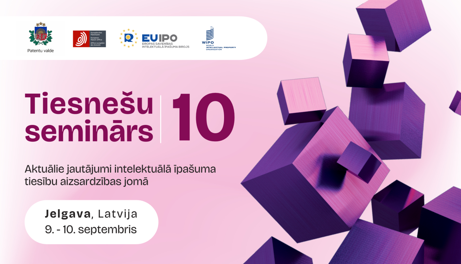 Tiesnešu semināra vizuāls baneris ar pasākuma nosaukumu