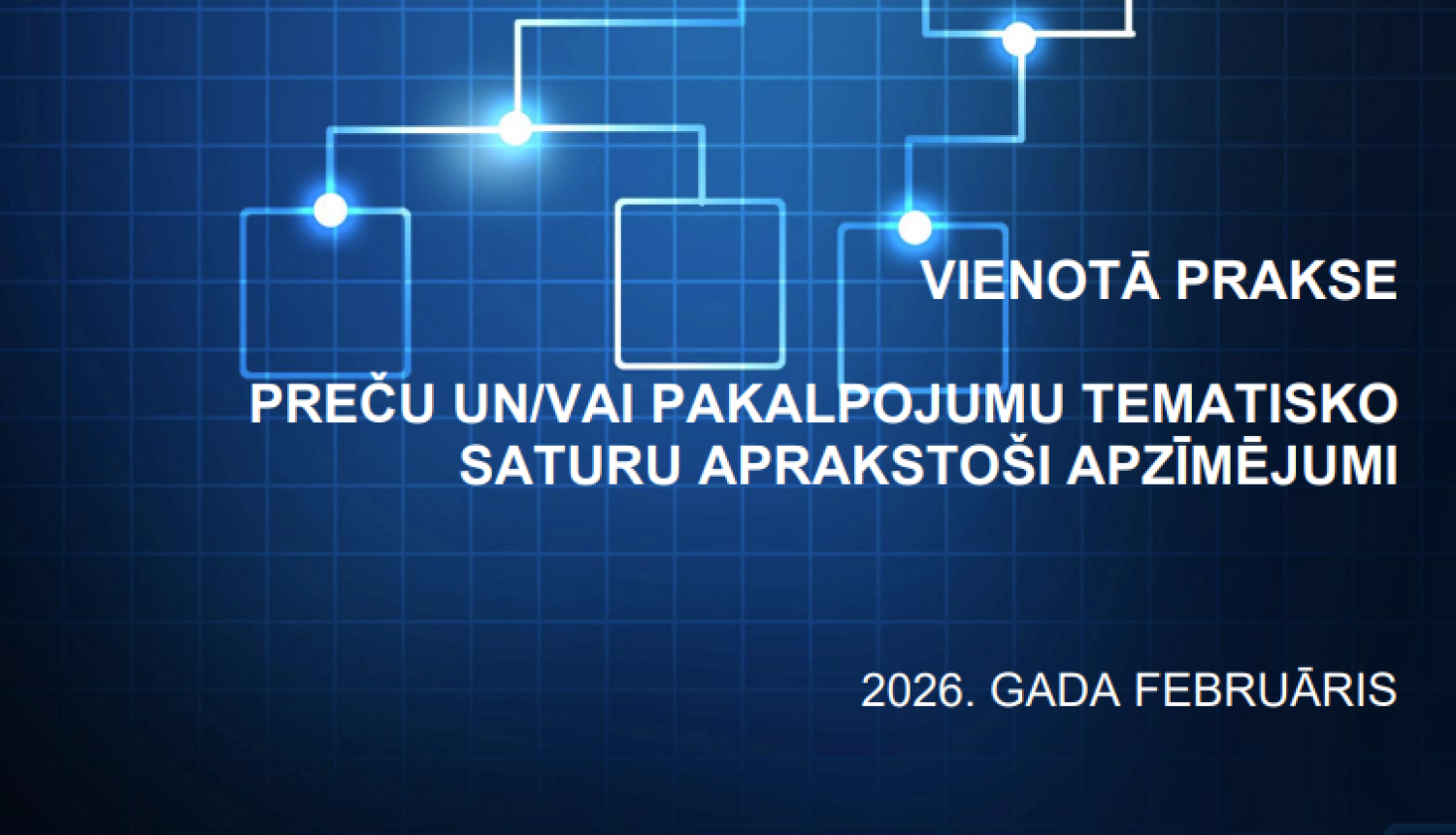 Ilustratīvs attēls ar zilu shēmisku ilustrāciju un tekstu