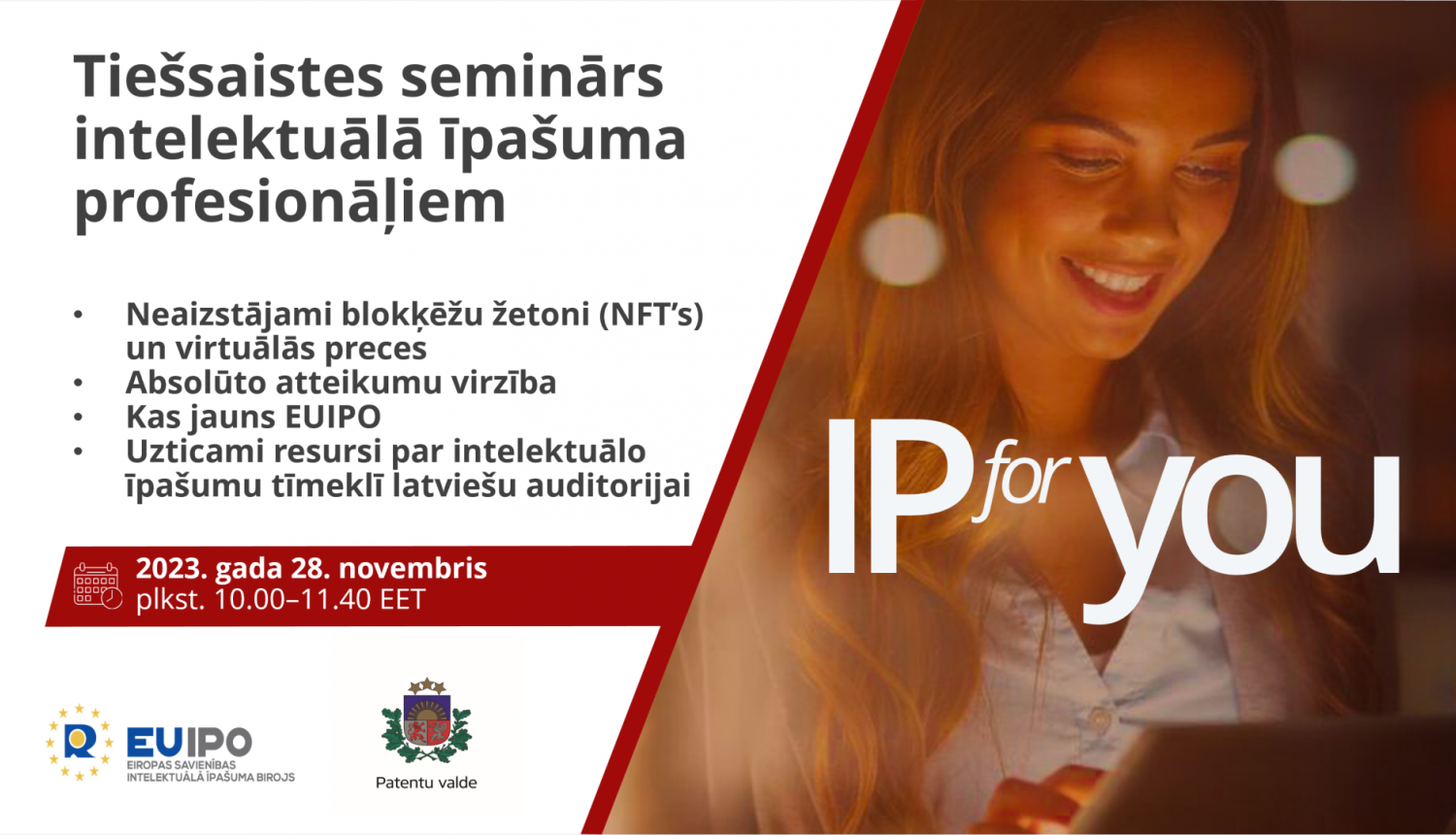 Semināra baneris, kur vizuāli, teksta formātā attēlot semināra nosaukums. 