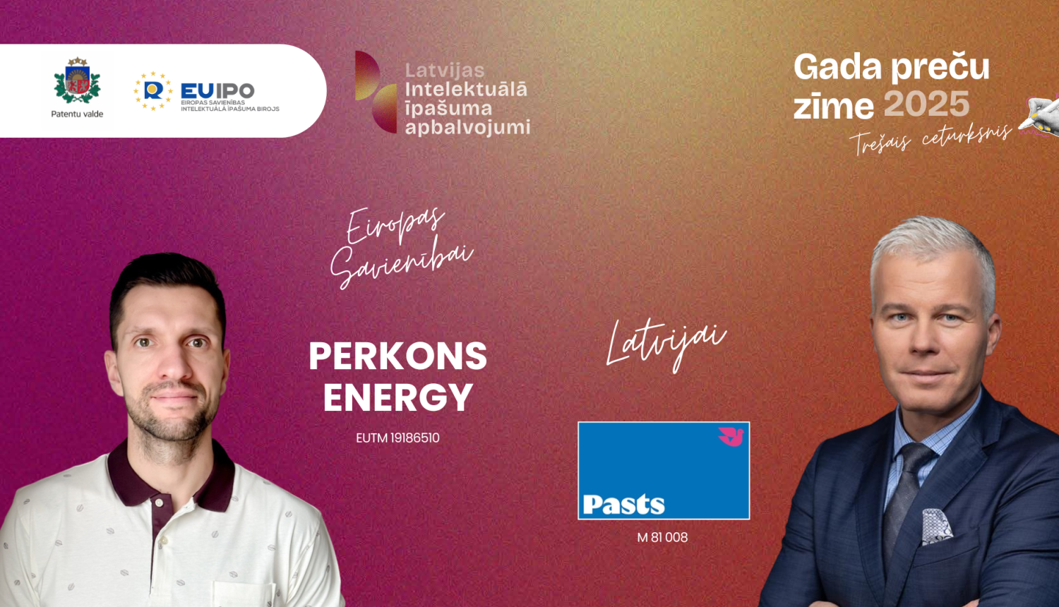 SIA Perkons Energy Biznesa attīstības vadītājs Artūrs Vītiņš un Latvijas Pasts Komercpārvaldības jomas vadītājs Kristiāns Godiņš 